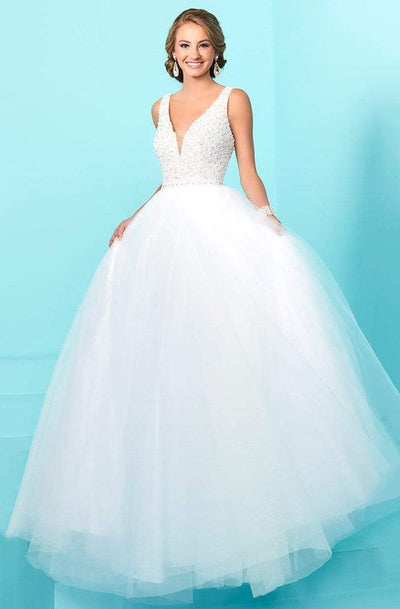 Tiffany Designs - 16241SC V Neck Organza Glittered Ballgown