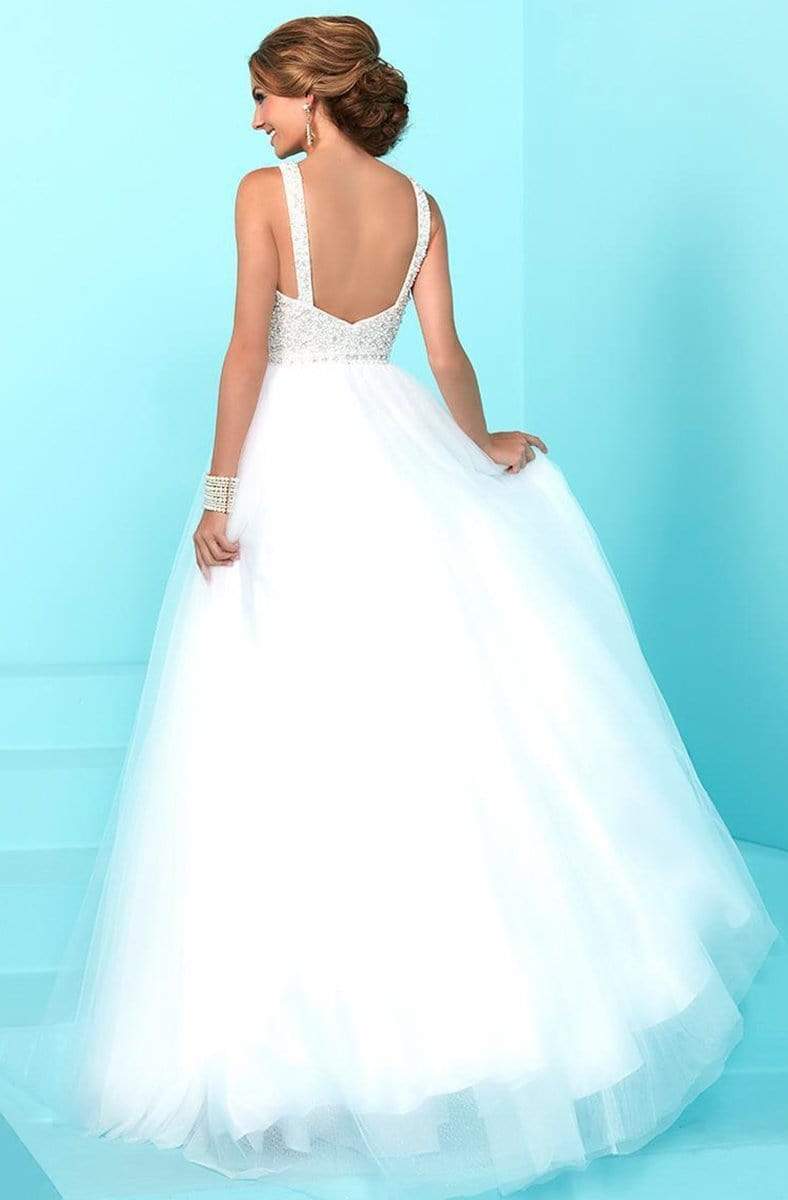 Tiffany Designs - 16241SC V Neck Organza Glittered Ballgown