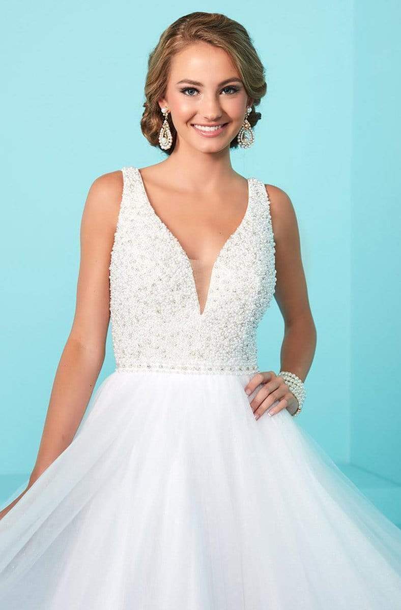 Tiffany Designs - 16241SC V Neck Organza Glittered Ballgown