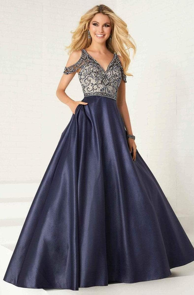 Tiffany Designs - 16283SC Cold Shoulder Flowy A-Line Dress