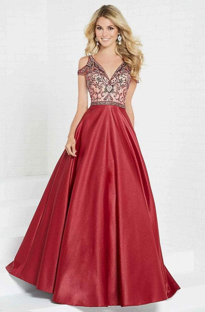 Tiffany Designs - 16283SC Cold Shoulder Flowy A-Line Dress