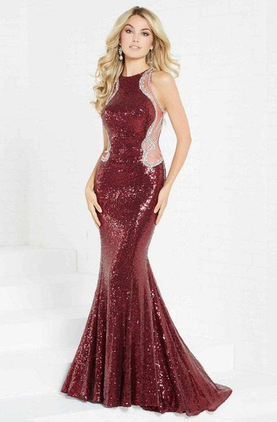 Tiffany Designs - 16284 Contoured Illusion Panel Mermaid Gown Special Occasion Dress 0 / Wine