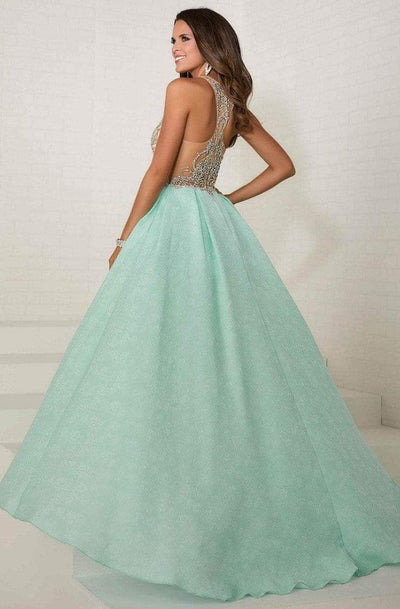 Tiffany Designs - 16289 Bejeweled Illusion Halter Brocade Ballgown Special Occasion Dress