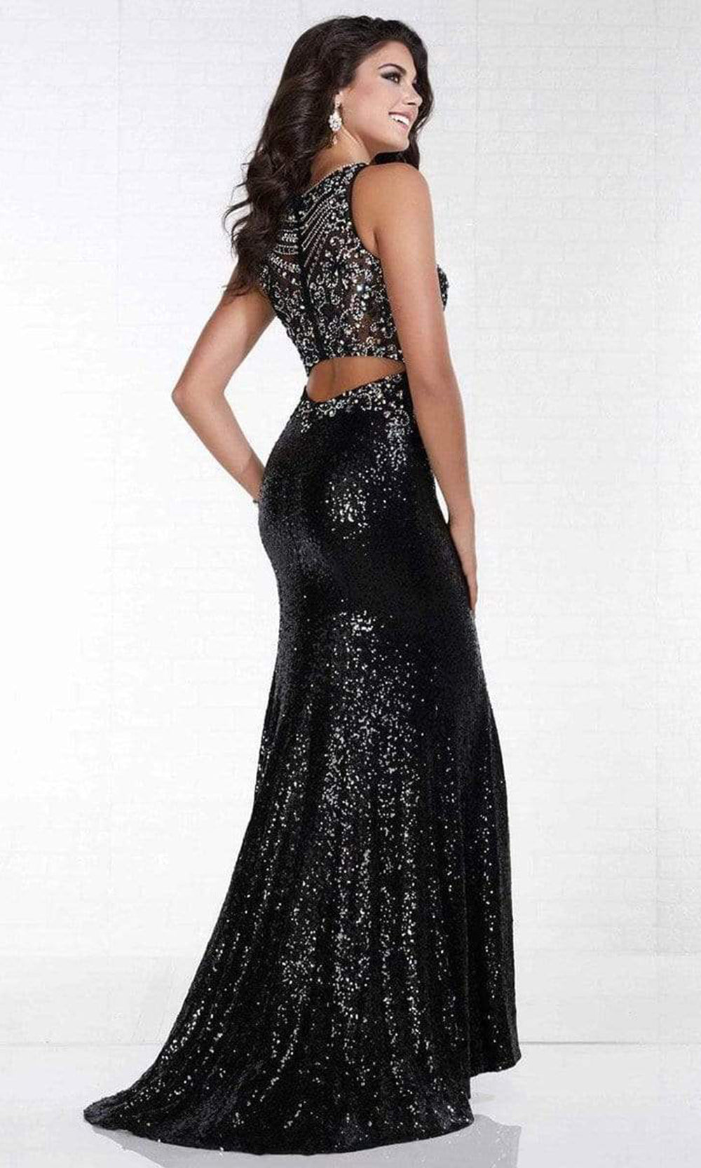 Tiffany Designs - Sequined Halter Sheath Evening Gown 16298 - 1 pc Rose Gold In Size 0 Available CCSALE 0 / Rose Gold