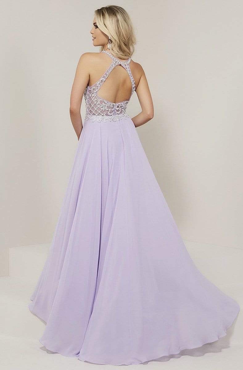 Tiffany Designs - 16337 Beaded Lattice Halter Chiffon A-Line Gown Special Occasion Dress