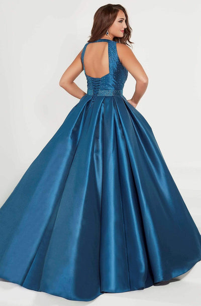 Tiffany Designs - 16386 Rhinestone Halter Silky Mikado Ballgown Special Occasion Dress