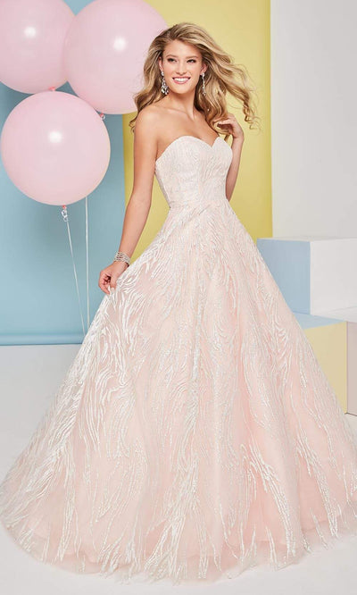 Tiffany Designs - 16474 Sequined Strapless Sweetheart Ballgown Prom Dresses 0 / Ivory/Blush