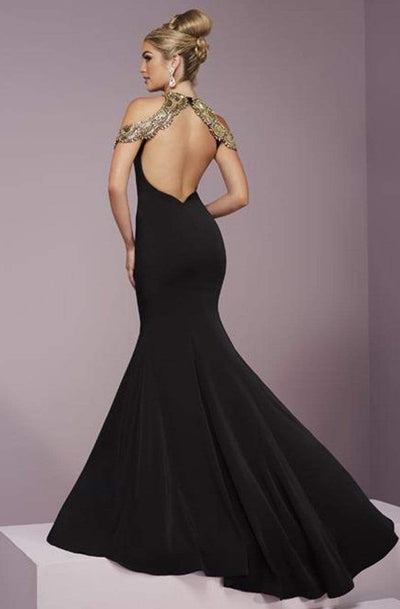 Tiffany Designs - 46106 Halter Beaded Shoulder Sleeve Special Occasion Dress