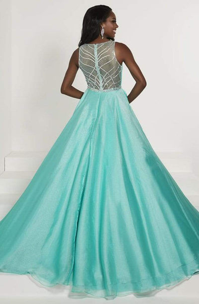 Tiffany Designs - 46169 Embellished V-neck Crystal Organza Ballgown Special Occasion Dress 0 / Mermaid
