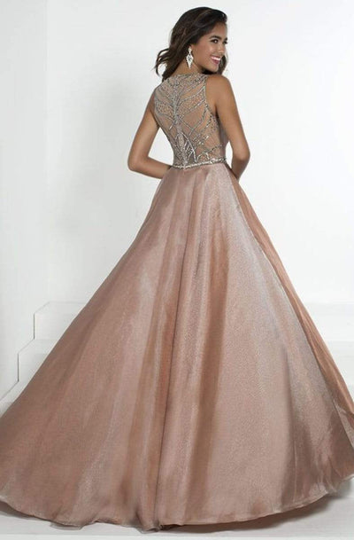 Tiffany Designs - 46169 Embellished V-neck Crystal Organza Ballgown Special Occasion Dress 0 / Smoke