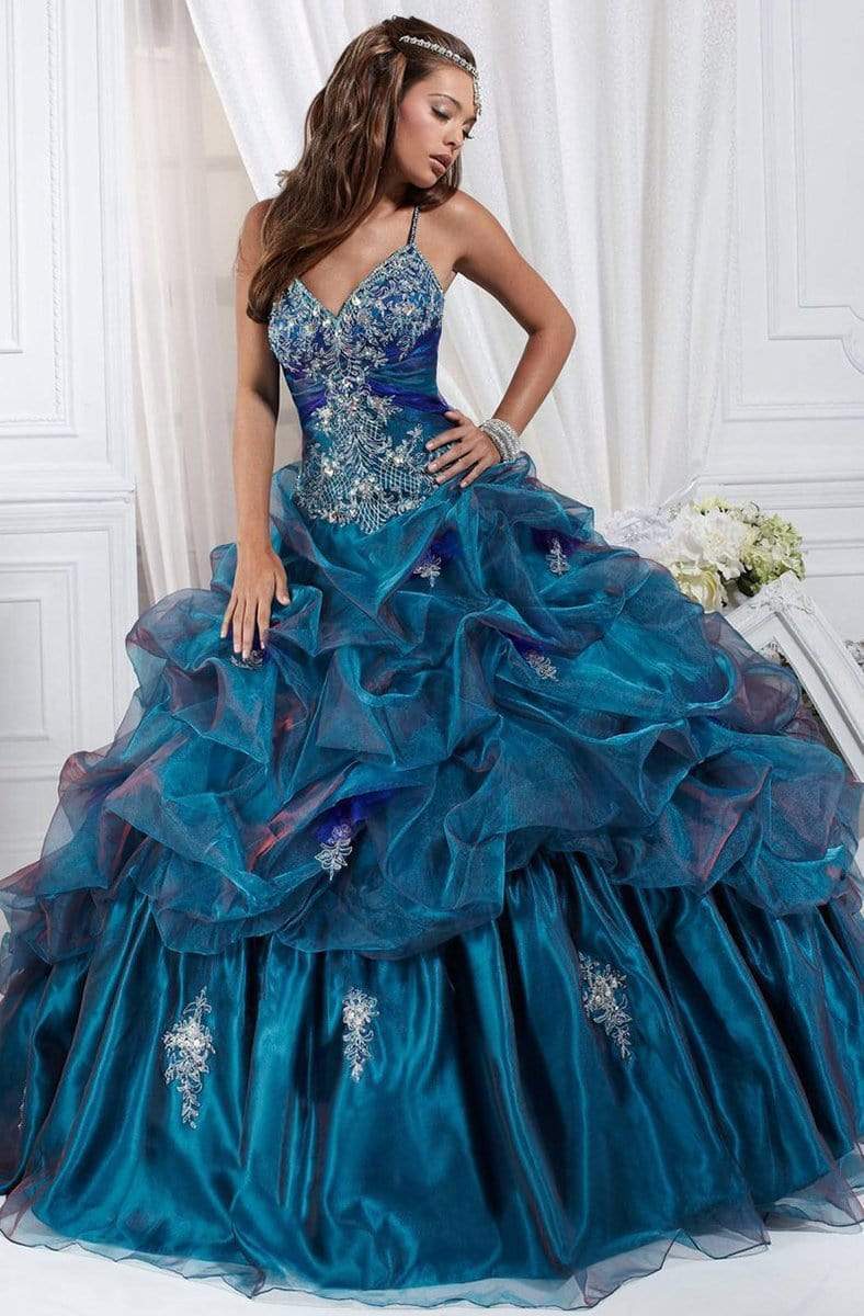 Tiffany Designs - 56230SC V-Neck Bead Embellished Ballgown