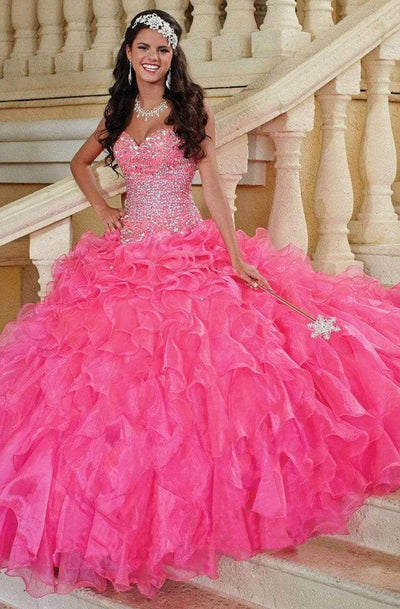 Tiffany Designs - 56247 Strapless Jewel Crusted Ballgown Special Occasion Dress 0 / Fuchsia