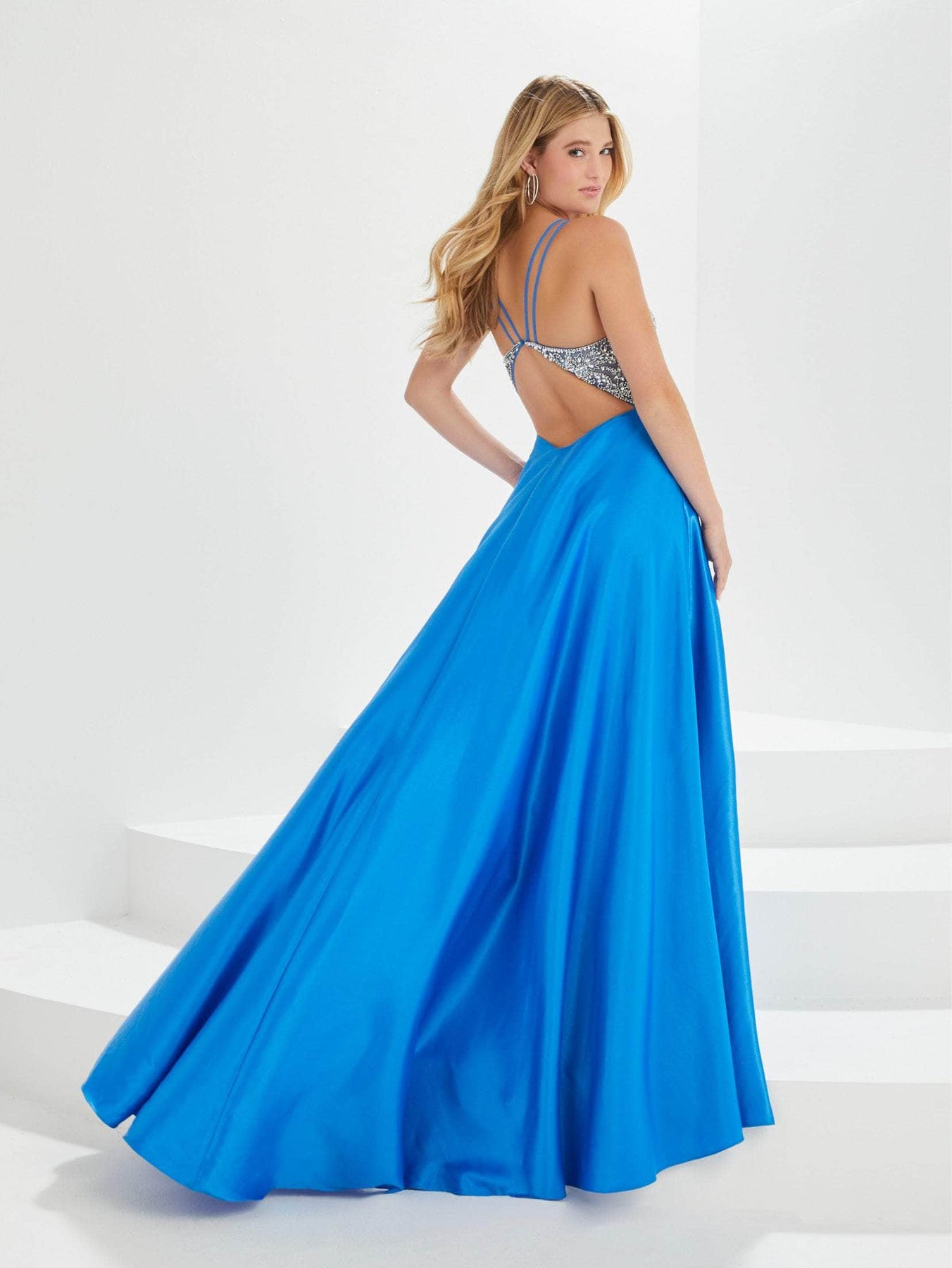 Tiffany Designs 16024 - Long Shimmer Satin A-Line Dress