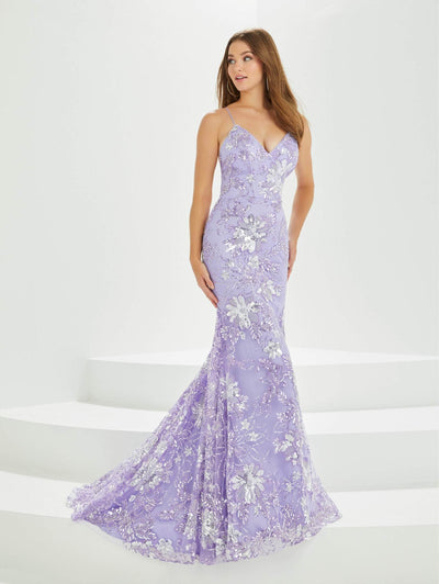 Tiffany Designs by Christina Wu 16026 - Sequined Lace Prom Gown In Purple