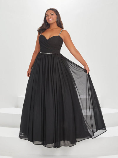 Tiffany Designs by Christina Wu 16036 - Pleated Chiffon Prom Gown Prom Dresses 14W / Black
