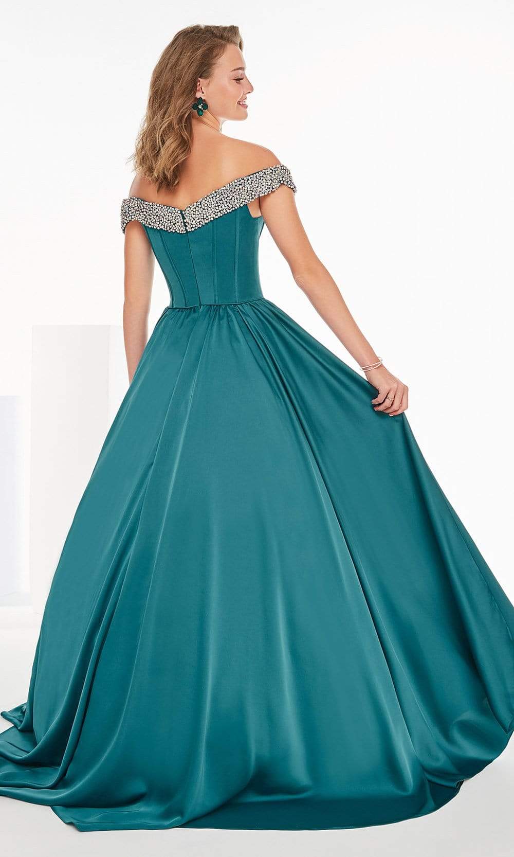 Tiffany Exclusive - 46249 Jewel-Studded Off Shoulder Ballgown Prom Dresses