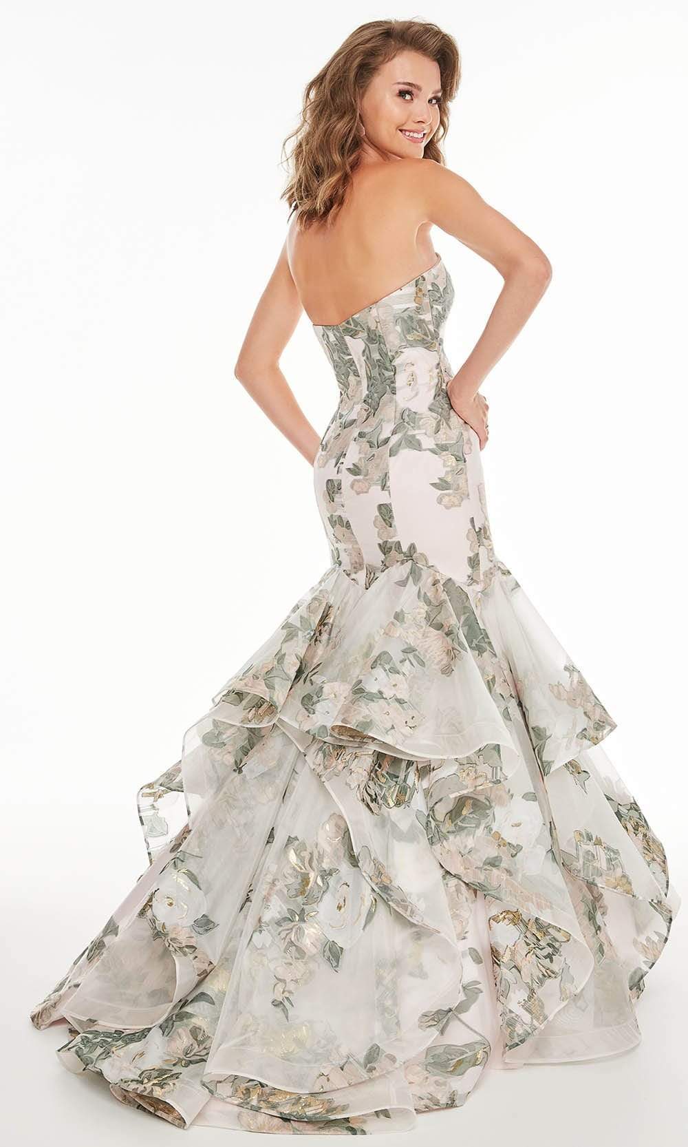 Tiffany Exclusive - 46250 Strapless Tiered Floral Mermaid Gown Prom Dresses