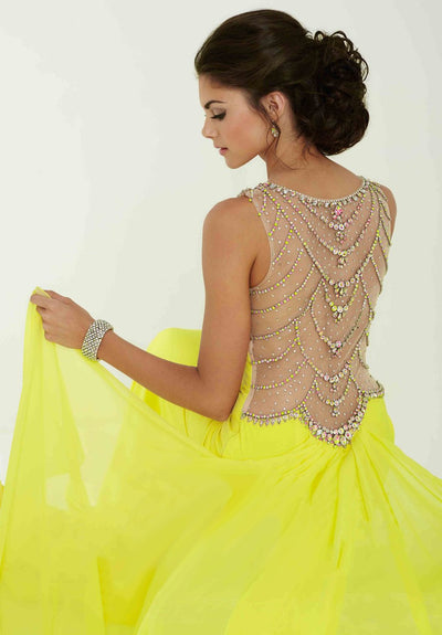Tiffany Homecoming 16154 Fit and Flare Dress with Bead Accented Collar - 1 pc Bright Yellow/Multi In Size 12 Available CCSALE 12 / Bright Yellow/Multi
