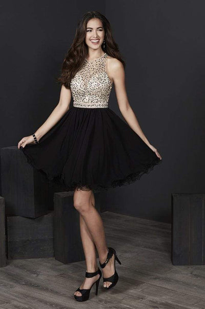 Tiffany Homecoming - 27210 Diamond Cutout Back Beaded Cocktail Dress Special Occasion Dress 0 / Black/Nude