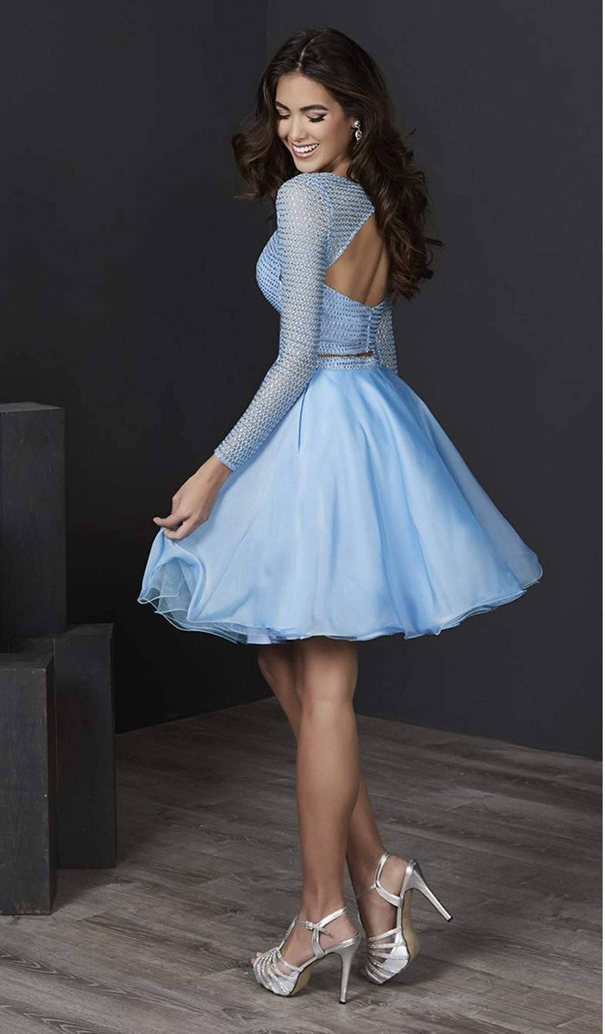 Tiffany Homecoming - 27232 Long Sleeve Sheer Lattice Two-Piece Dress Special Occasion Dress