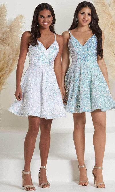 Tiffany Homecoming 27350 - Sequined A-Line Dress Special Occasion Dress 0 / Sky