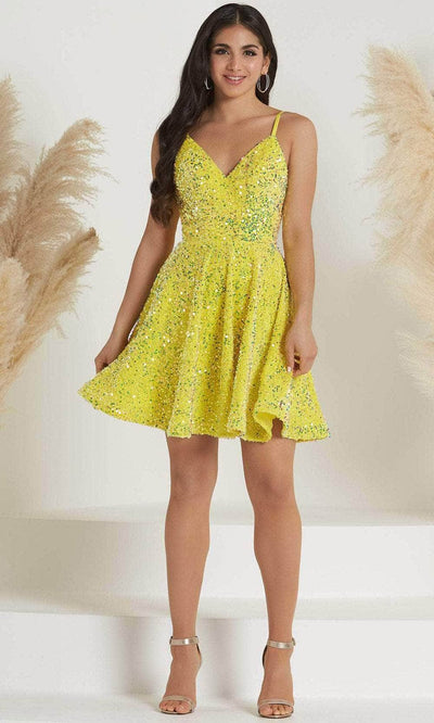 Tiffany Homecoming 27350 - Sequined A-Line Dress Special Occasion Dress 0 / Yellow