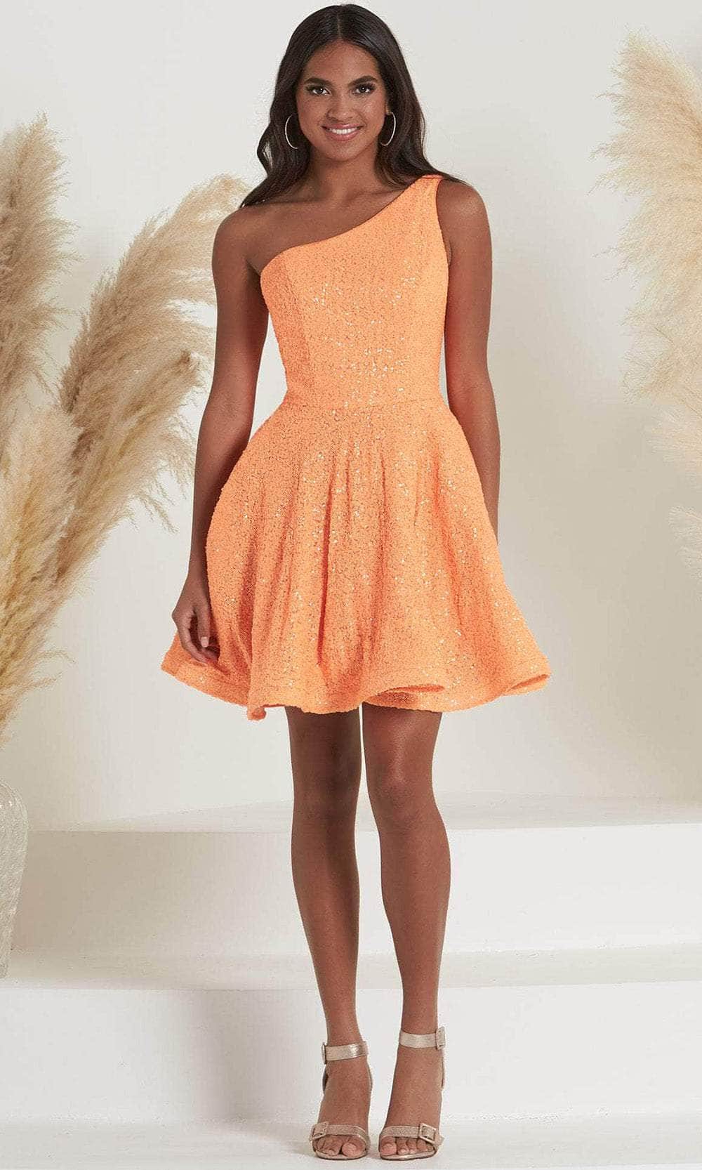 Tiffany Homecoming 27353 - Sequined Cocktail Dress Special Occasion Dress 0 / Neon Orange
