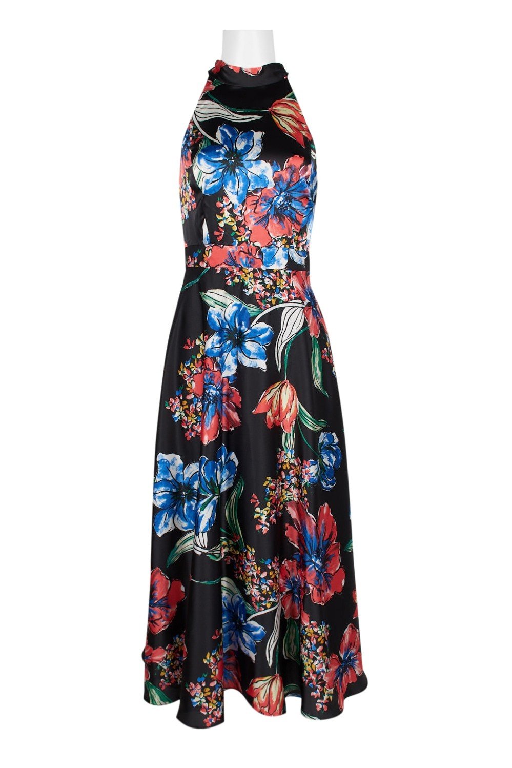 Tahari Asl - TLMU9WD624 Floral Print High Halter A-line Dress In Multi-Color