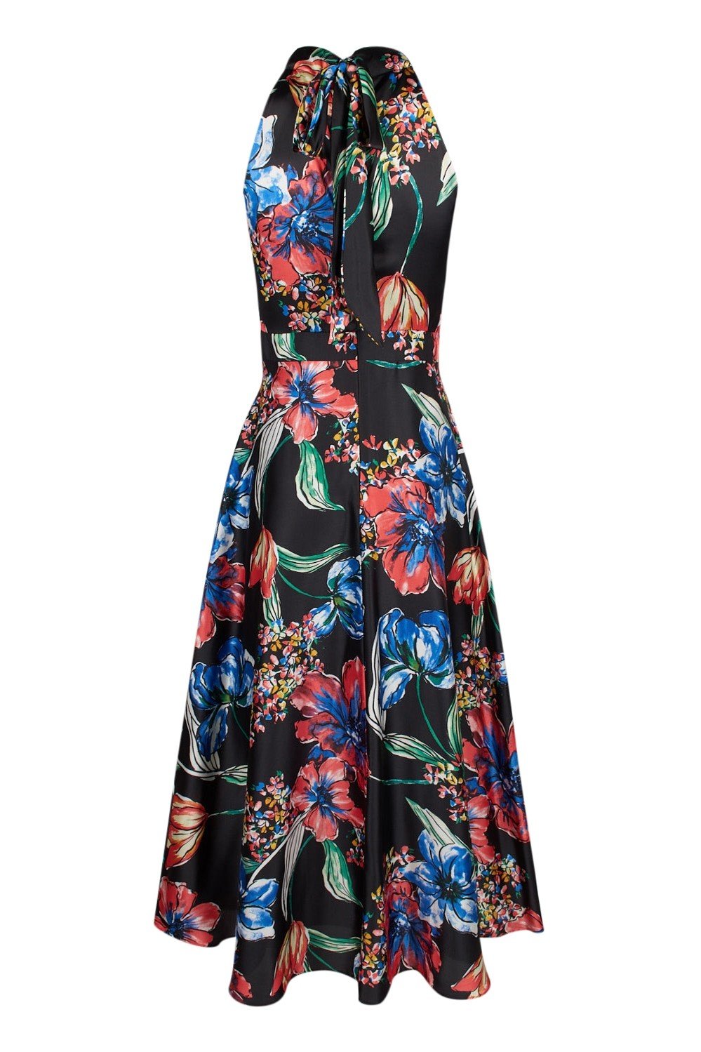Tahari Asl - TLMU9WD624 Floral Print High Halter A-line Dress In Multi-Color