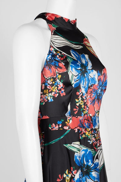 Tahari Asl - TLMU9WD624 Floral Print High Halter A-line Dress In Multi-Color