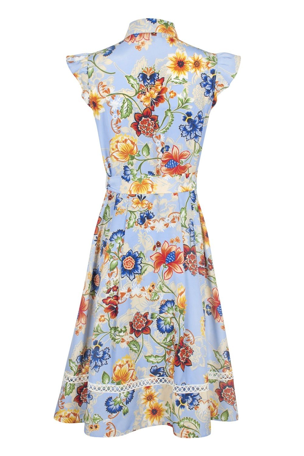 Tahari Asl - TLMU9WD640 Floral Print Collared A-line Dress In Multi-Color