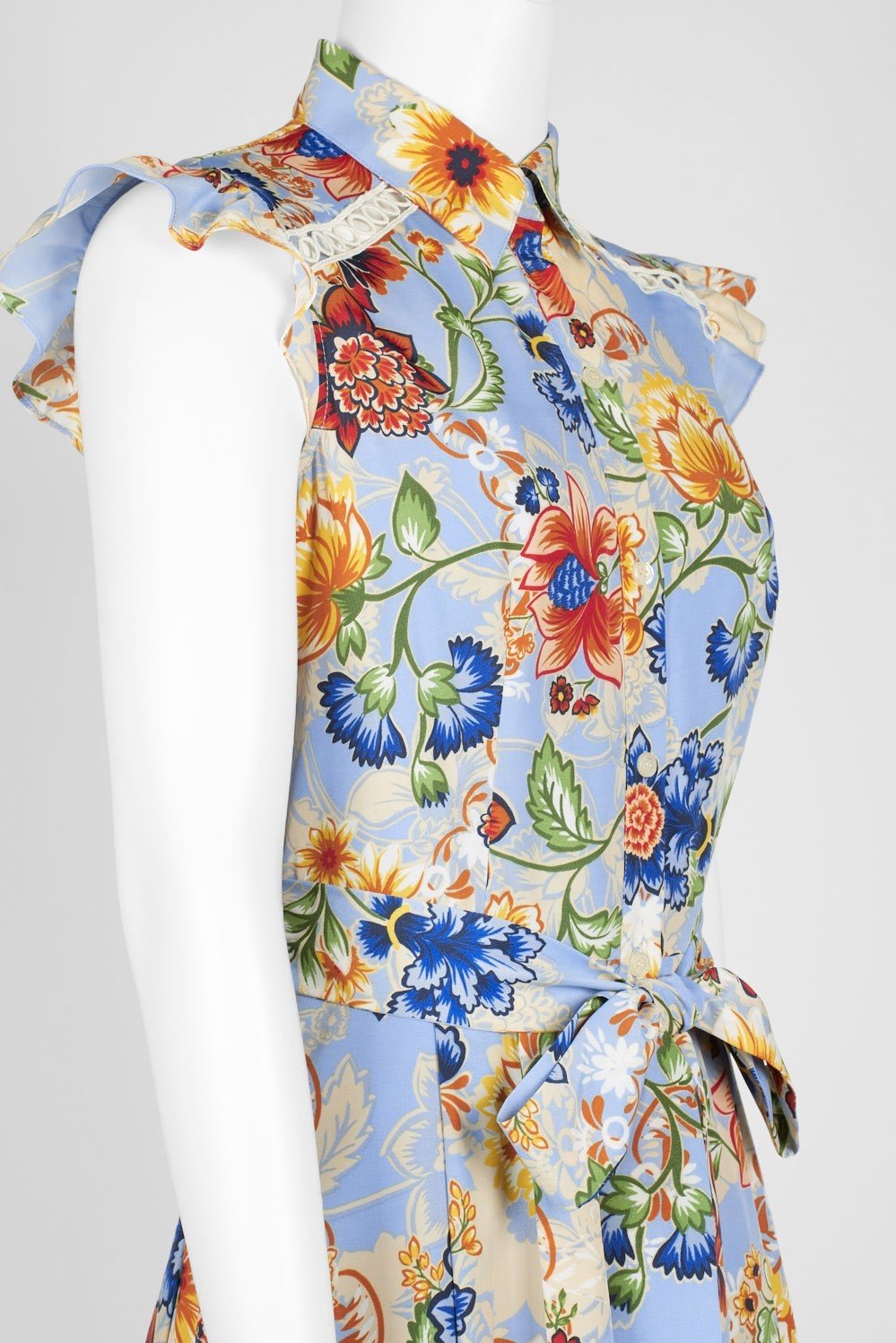 Tahari Asl - TLMU9WD640 Floral Print Collared A-line Dress In Multi-Color