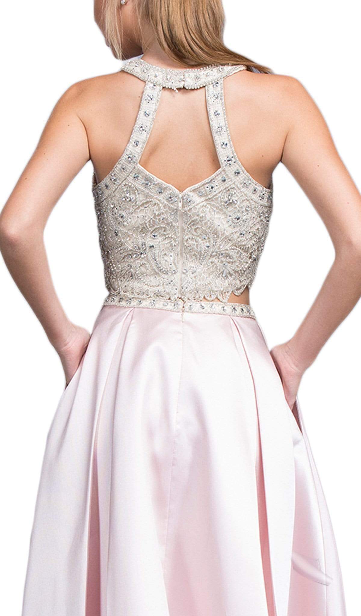 Two Piece Bejeweled Halter Prom Gown Prom Dresses