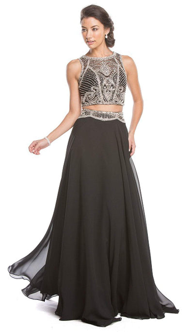 Two Piece Embellished Prom Dress Dress XXS / Black