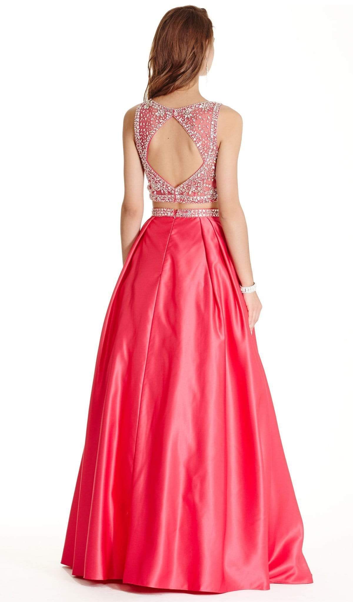 Two Piece Illusion Bateau Evening Ballgown Dress