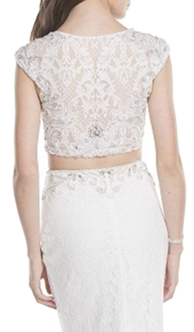 Two Piece Lace Applique Fitted Prom Dress Dress