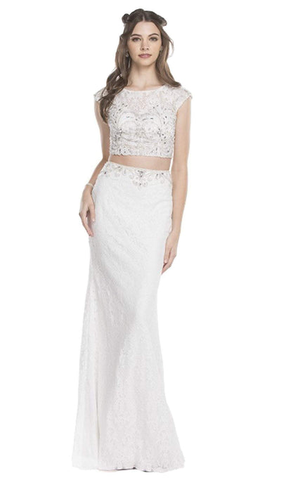 Two Piece Lace Applique Fitted Prom Dress Dress XXS / Off White