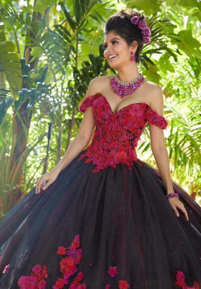 Vizcaya by Mori Lee - 34015 Floral Applique Off-Shoulder Tulle Gown Quinceanera Dresses
