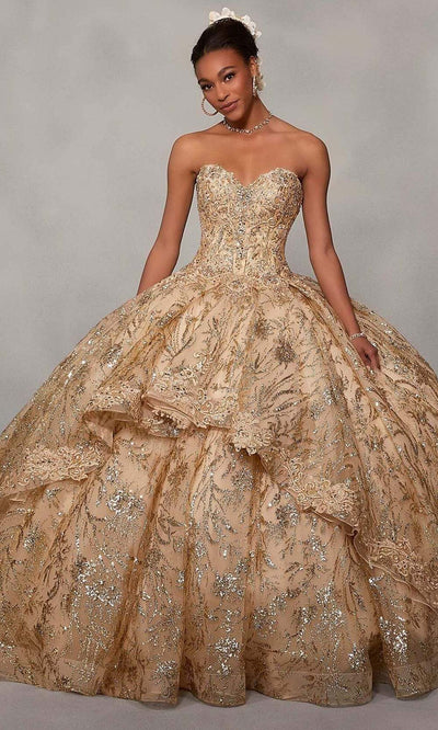 Vizcaya by Mori Lee - 34055 Sweetheart Natural Ball Gown Quinceanera Dresses 00 / Champagne/Gold