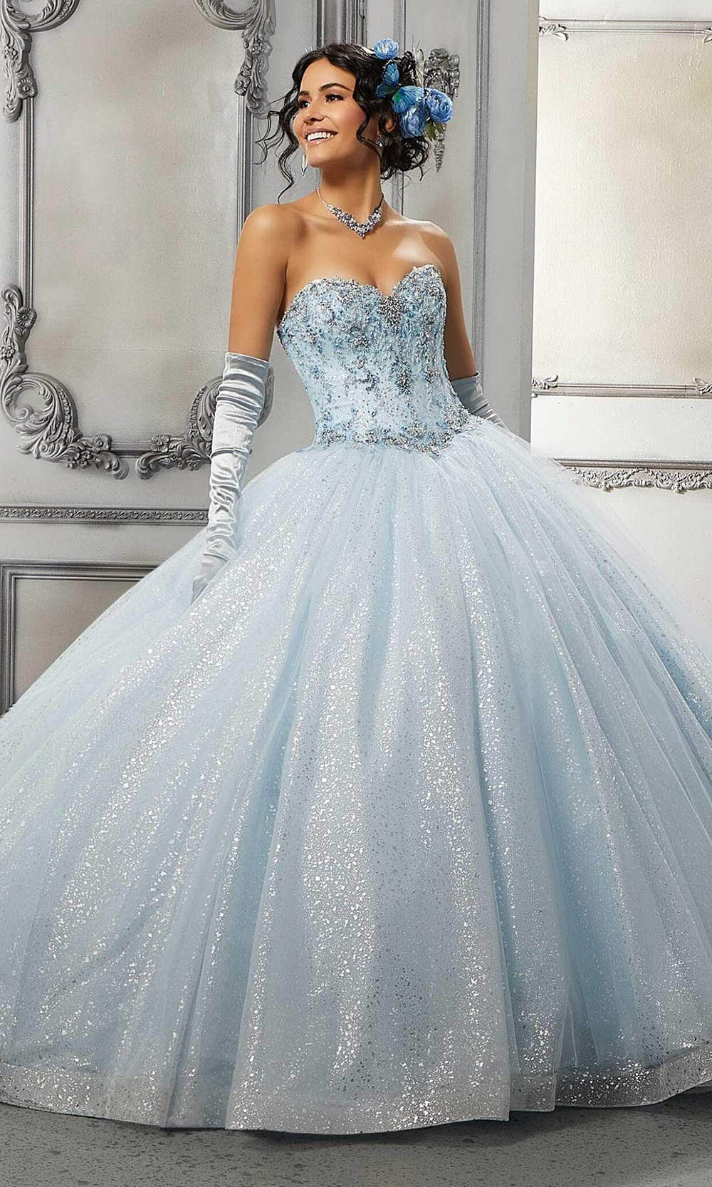 Vizcaya by Mori Lee - 60142 Sweetheart Basque Ball Gown Quinceanera Dresses 00 / Light Blue