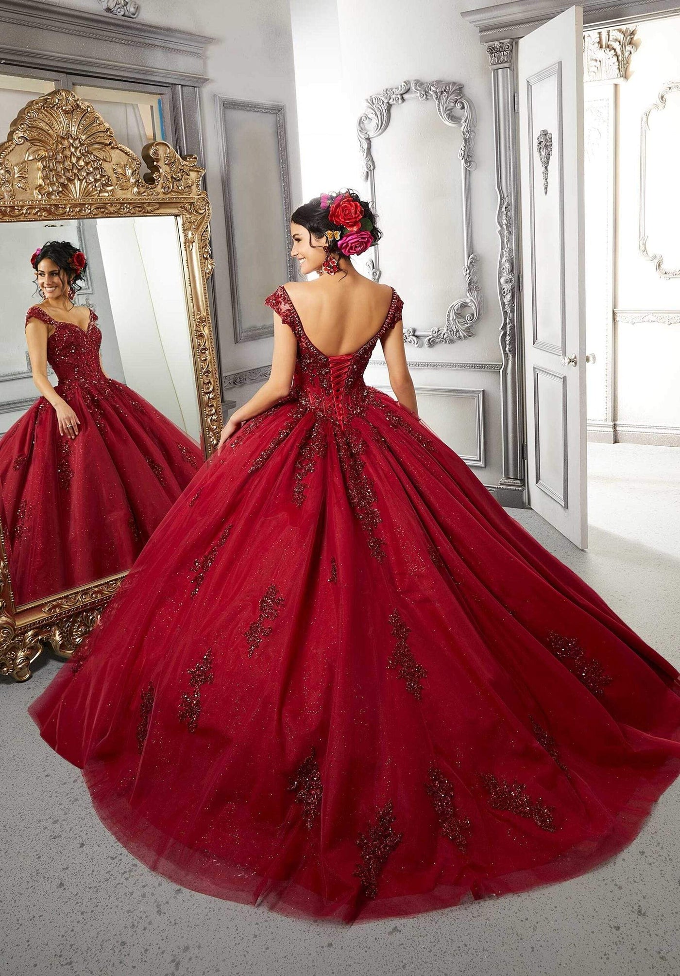 Vizcaya by Mori Lee - 60146 Appliqued Off Shoulder Ball Gown Special Occasion Dress