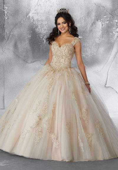 Vizcaya by Mori Lee - 89196 Metallic Embroidered Ballgown with Bolero Quinceanera Dresses 0 / Champagne