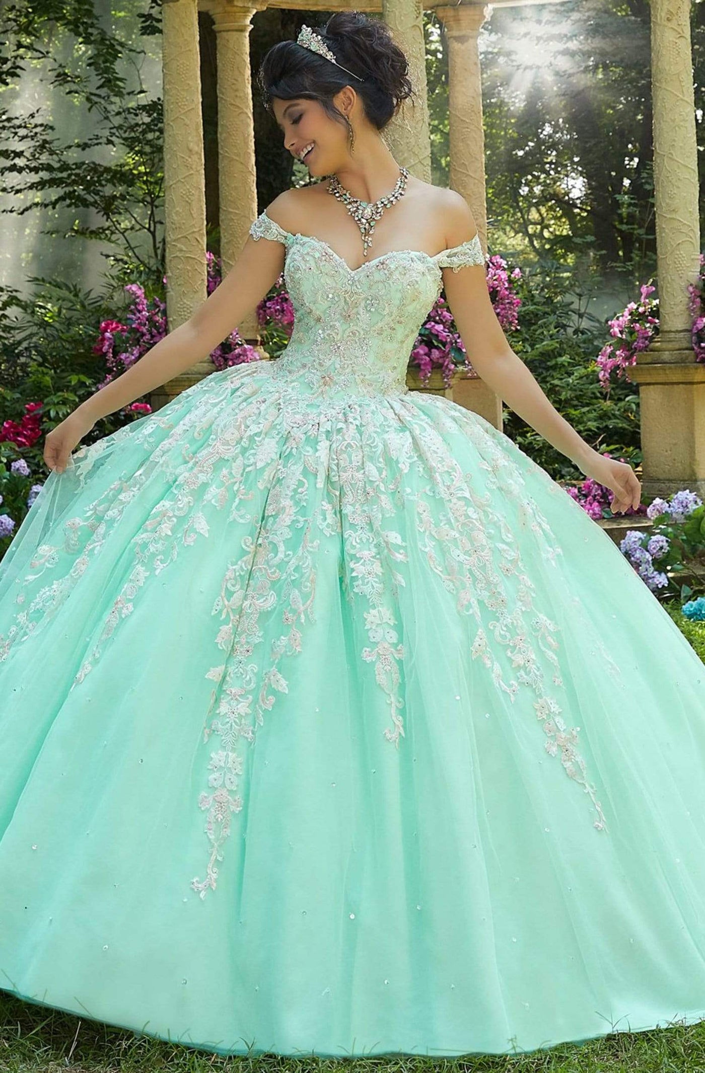 Vizcaya by Mori Lee - 89264 Embellished Sweetheart Ballgown Quinceanera Dresses 0 / Mint