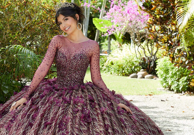 Vizcaya by Mori Lee - 89297 Jewel-Strewn Floral Appliqued Ballgown Quinceanera Dresses