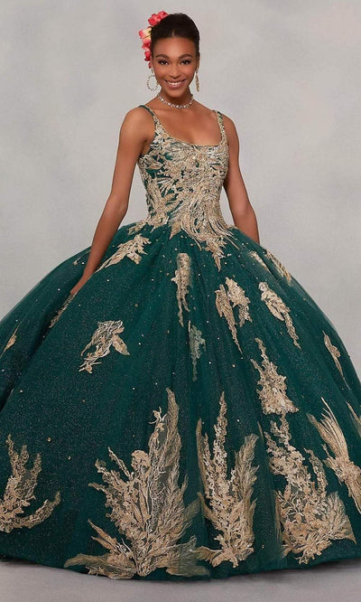 Vizcaya by Mori Lee - 89311 Scoop Appliqued Ball Gown Quinceanera Dresses 00 / Emerald/Gold