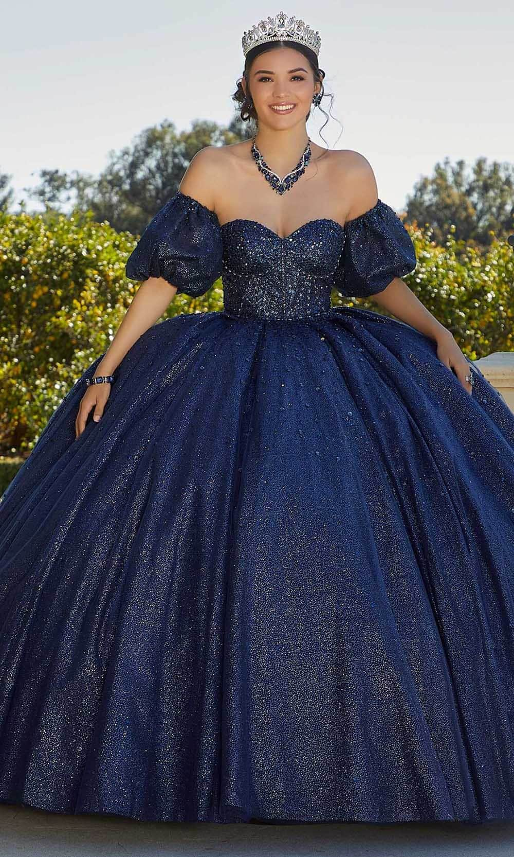 Vizcaya by Mori Lee 89426 - Jewel Beaded Ballgown 00 / Navy