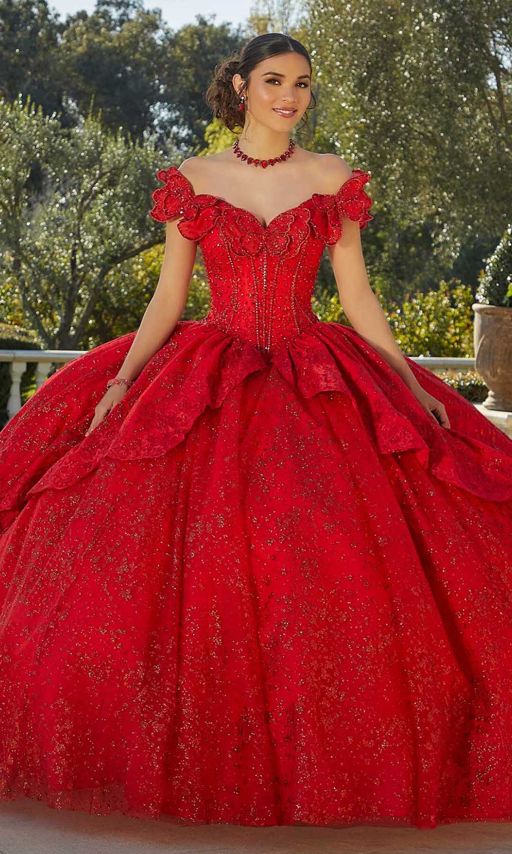 Vizcaya by Mori Lee 89431 - Butterfly Accented Ballgown 00 / Red