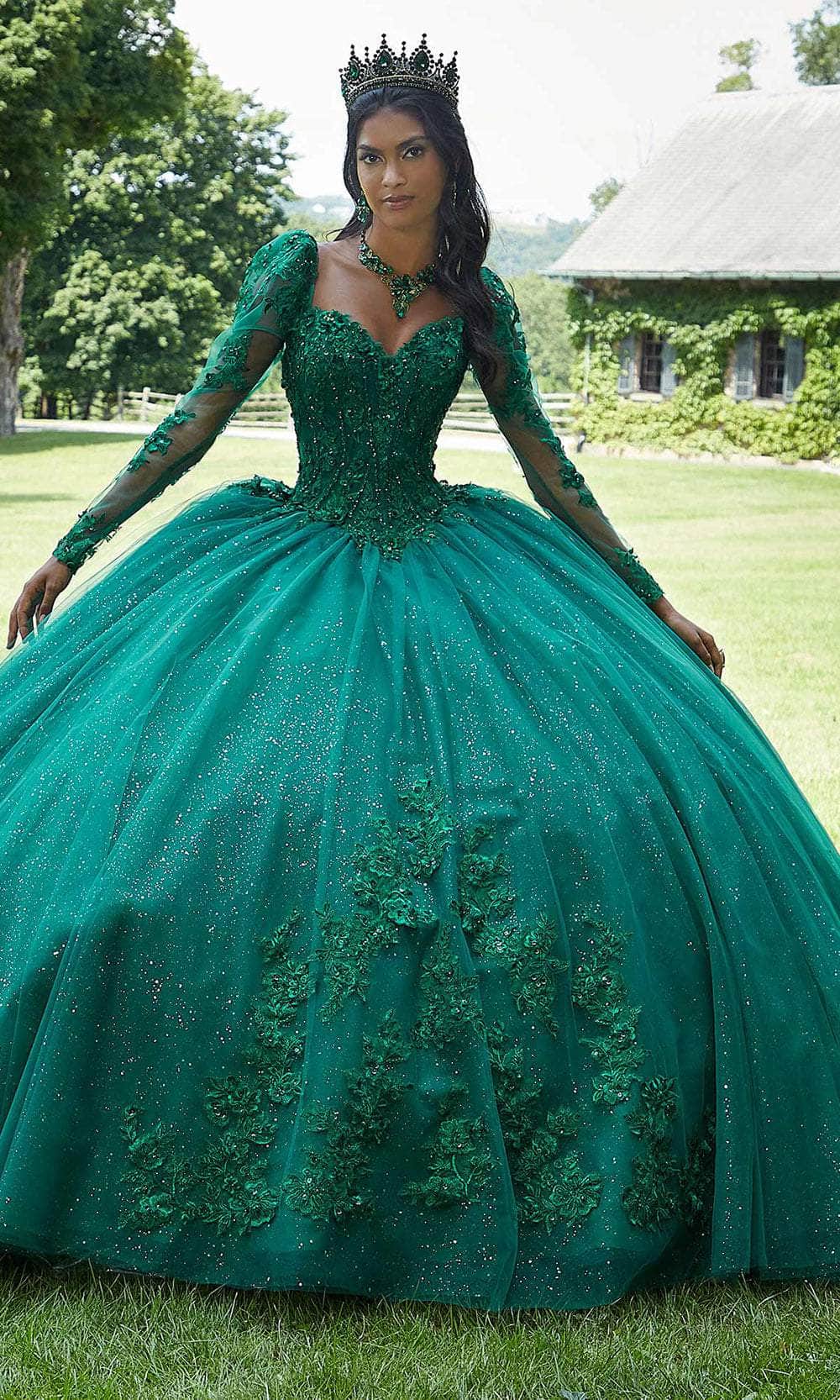 Vizcaya by Mori Lee 89443 - Strapless Embroidered Ballgown Ball Gown 00 /  Emerald