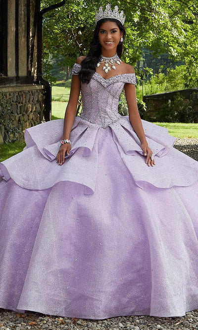 Vizcaya by Mori Lee 89447 - Off-Shoulder Beaded Ballgown Ball Gown 00 /  Orchid