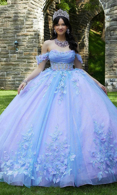 Vizcaya by Mori Lee 89448 - 3D Floral Embellishments Corset Bodice Ballgown Ball Gown 00 /  Blue Raspberry